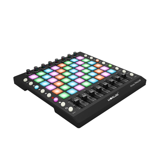 PAD48 Portable USB MIDI Drum Pad Controller 48 RGB Backlit Pads 8 Knobs 16 Buttons 8 Sliders DC USB Power Supply