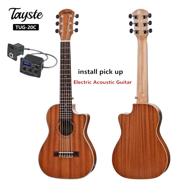 Guitalele Guilele 30 Inches Cutaway Sapele Mini Electric Guitarlele Baritone Acoustic Guitars 6 Strings Ukulele Travel Guitar