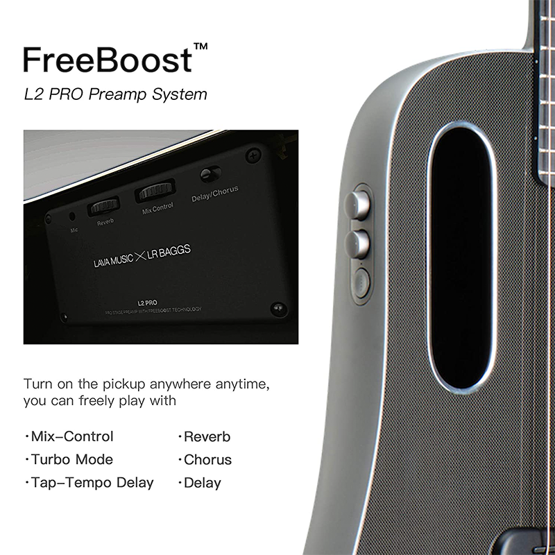 Acoustic Electric Guitar Carbon Fibre FreeBoost 41 Inch Professional Playing Guitar With Case Pick Charging Cable