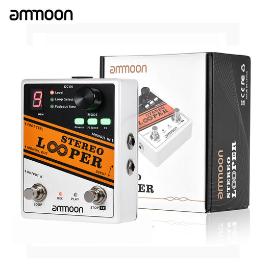 ammoon STEREO Looper POCK LOOP Guitar Effect Pedal 11 Loopers Max.330mins Recording Time Supports 1/2 &amp; 2X Speed Guitar Pedal