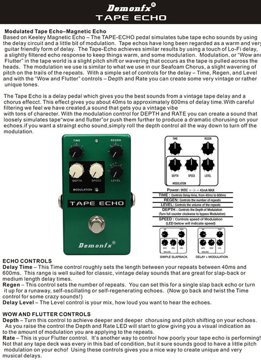 Demonfx Hand Made Guitar Effect Pedal Overdrive CE2 Chorus Distortion Delay And True Buypass