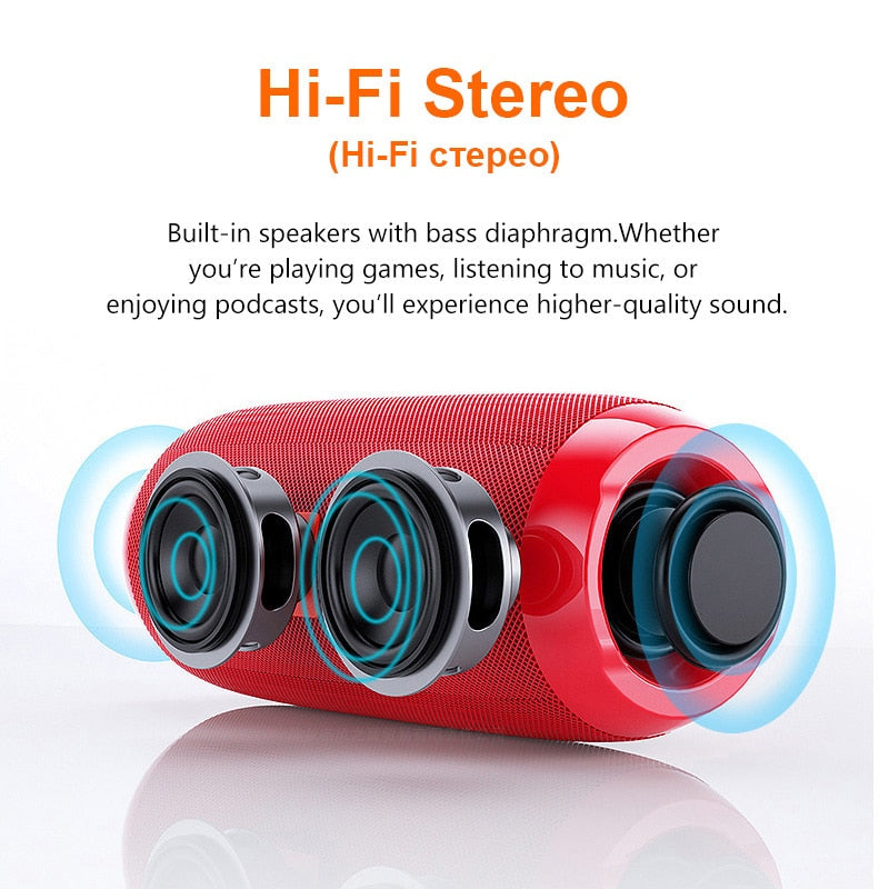 Portable Bluetooth Speaker Wireless Bass Subwoofer Waterproof Outdoor Speakers Boombox AUX TF USB Stereo Loudspeaker Music Box