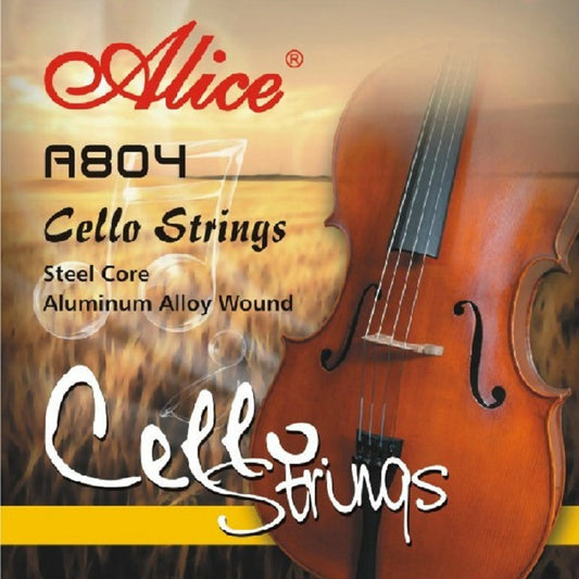 1 set Alice A804 Cello Strings Steel Core Aluminum Alloy Wound Nickel-Plated Ball-End