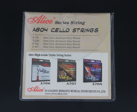 1 set Alice A804 Cello Strings Steel Core Aluminum Alloy Wound Nickel-Plated Ball-End