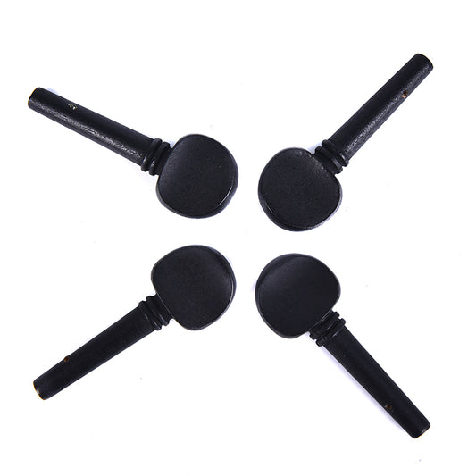 4Pcs 4/4 Ebony Cello Pegs Black Shaft Handle Musical Instruments Solid Cello Accessories Tool