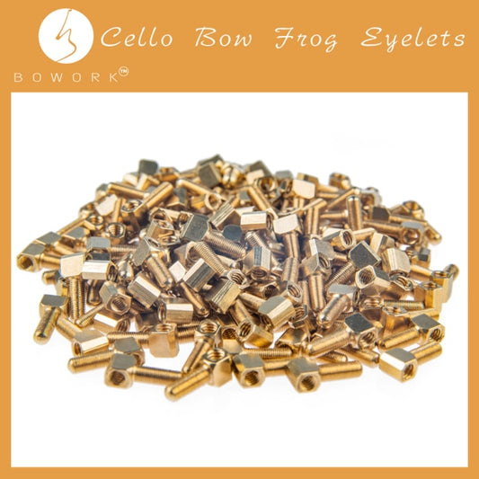 BOWORK 50 Pcs Cello Bow Eyelets Brass Standard Thread Normal Shank Cello Bow Replacement DIY Bow Parts