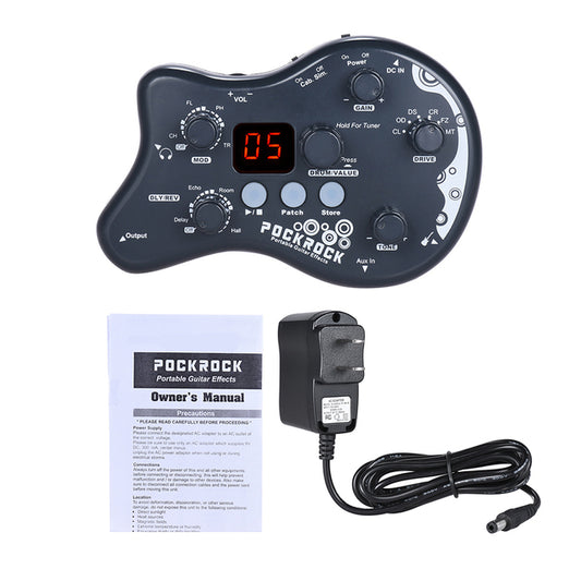 PockRock Guitar Multi-effects Processor Effect Pedal Guitar Pedal 15 Effect Types 40 Drum Rhythms with Power Adapter Hot