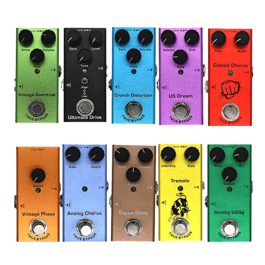 Portable Electric Guitar Effect Pedal Overdrive Distortion Phase Analog Chorus Digital Delay True Bypass Guitar Accessories
