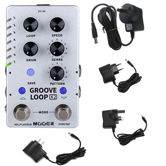 MOOER GROOVE LOOP X2 Stereo Drum Machine Phrase Looper Includes 11 Styles And 121 Rhythm drum Machine Guitar Accessories