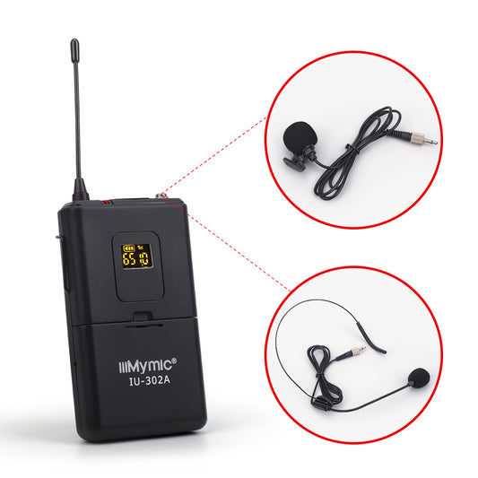 UHF Dual Channel 2 Lapel 2 Headset Mic Transmitter Professional Karaoke Wireless Microphone System for Speach Church DJ