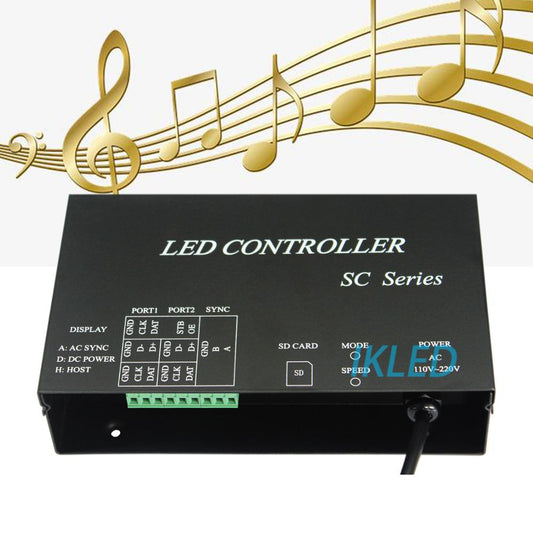led music controller,2 ports drive 4096 pixels,support synchrony mode,DMX512,WS2812,UCS1903,SM16703 music controller,PC software