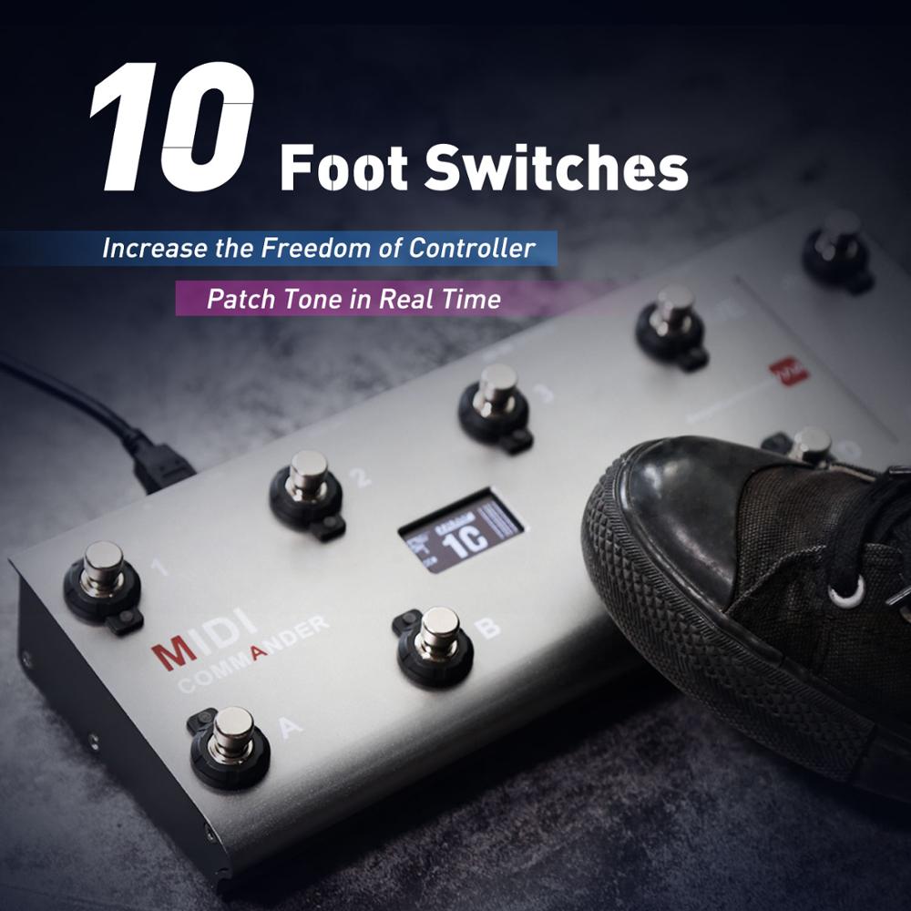 MIDI Commander Guitar Pedal Portable USB MIDI Foot Controller With 10 Foot Switches Matched TS Mini Audio Interface Sound Card