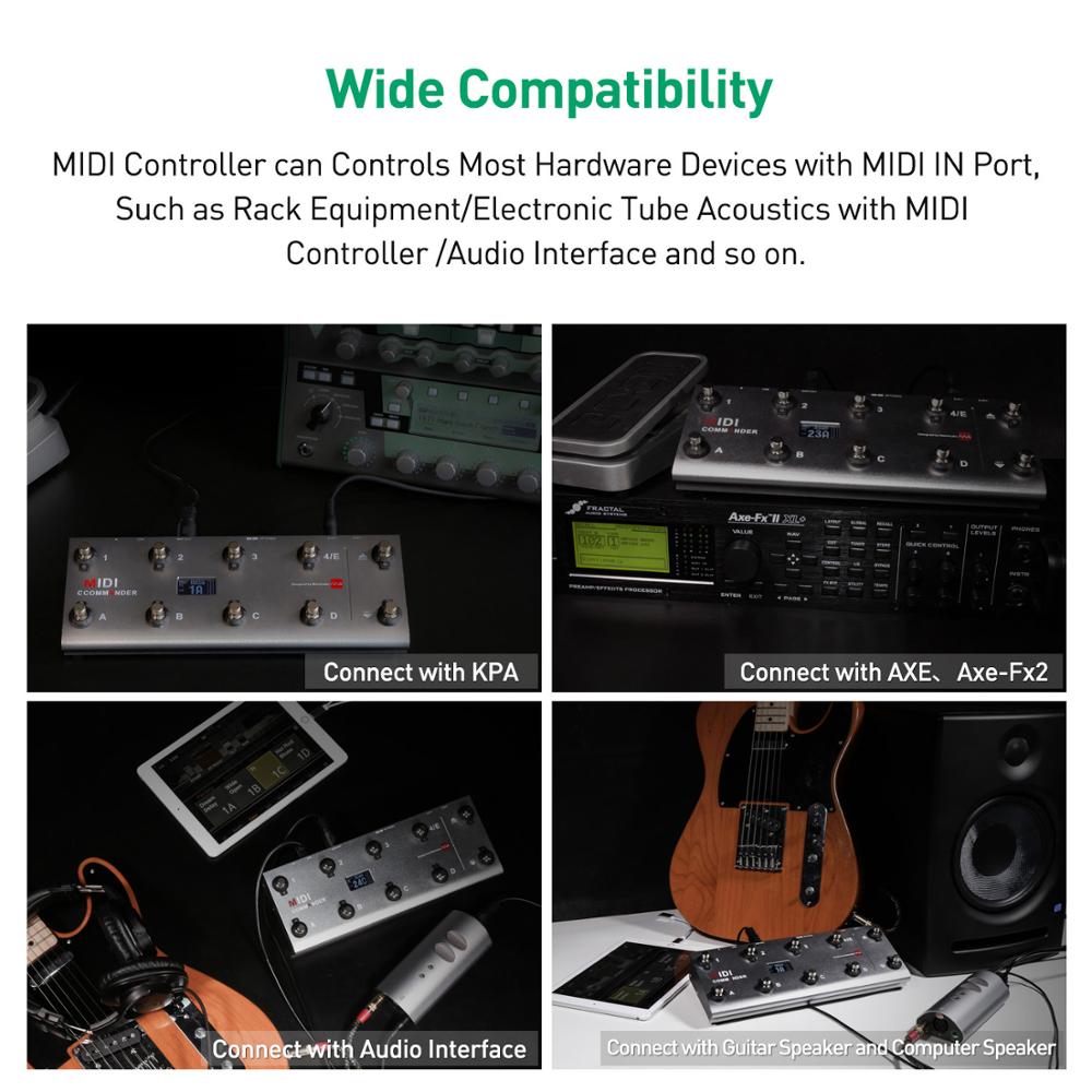 MIDI Commander Guitar Pedal Portable USB MIDI Foot Controller With 10 Foot Switches Matched TS Mini Audio Interface Sound Card