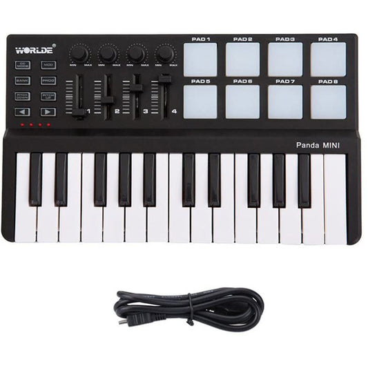 Worlde 25-Key Panda Tuna MIDI Controller Portable USB Keyboard &amp; Drum Pad Music Arranger Keyboard Electronic Sound Controller