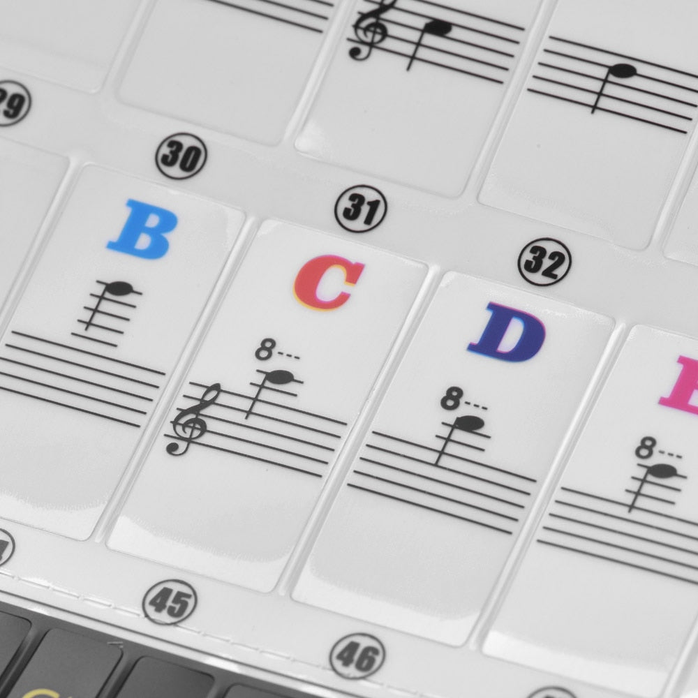 Piano Stickers for 37/49/54/61/88 Key Piano MIDI Keyboards Music Note Stickers Removable Full Set Piano Keyboard Stickers
