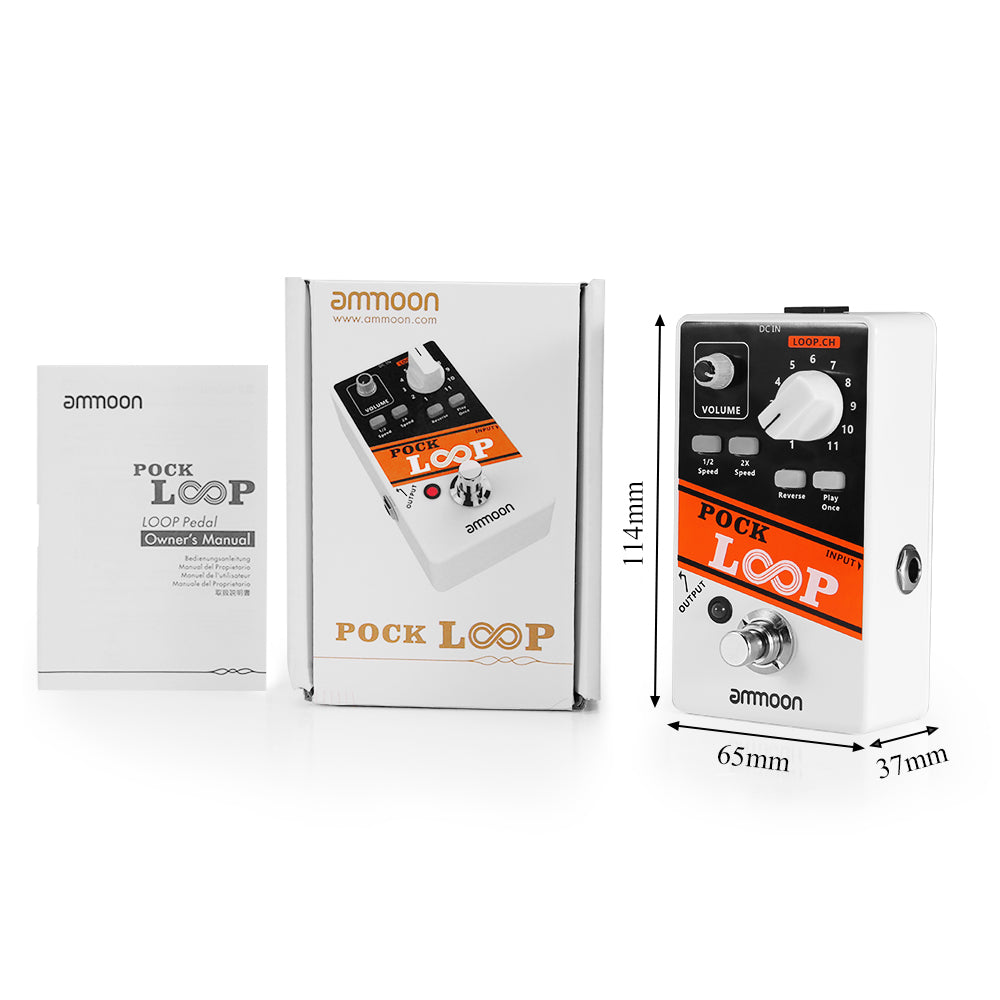 ammoon STEREO Looper POCK LOOP Guitar Effect Pedal 11 Loopers Max.330mins Recording Time Supports 1/2 &amp; 2X Speed Guitar Pedal