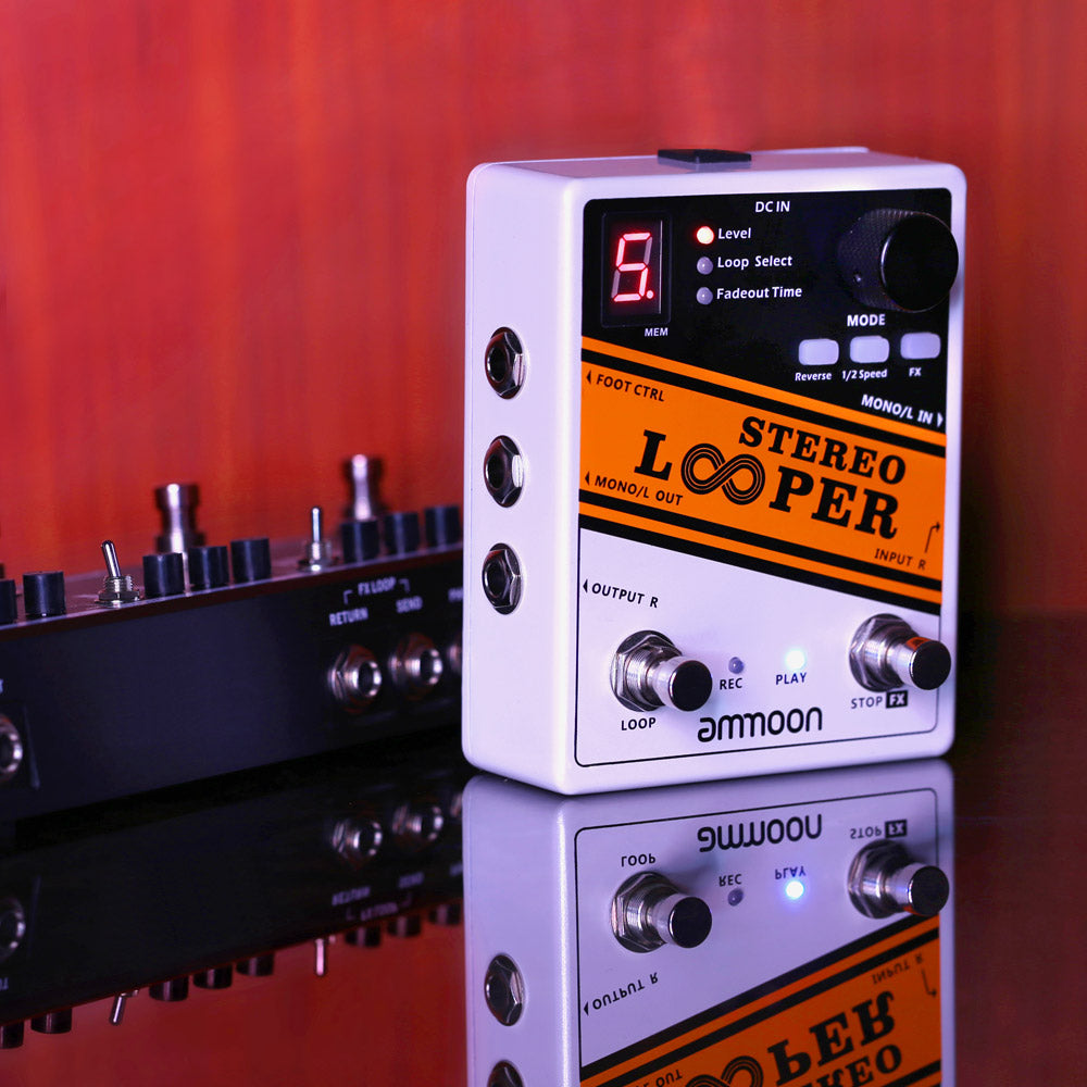 ammoon STEREO Looper POCK LOOP Guitar Effect Pedal 11 Loopers Max.330mins Recording Time Supports 1/2 &amp; 2X Speed Guitar Pedal