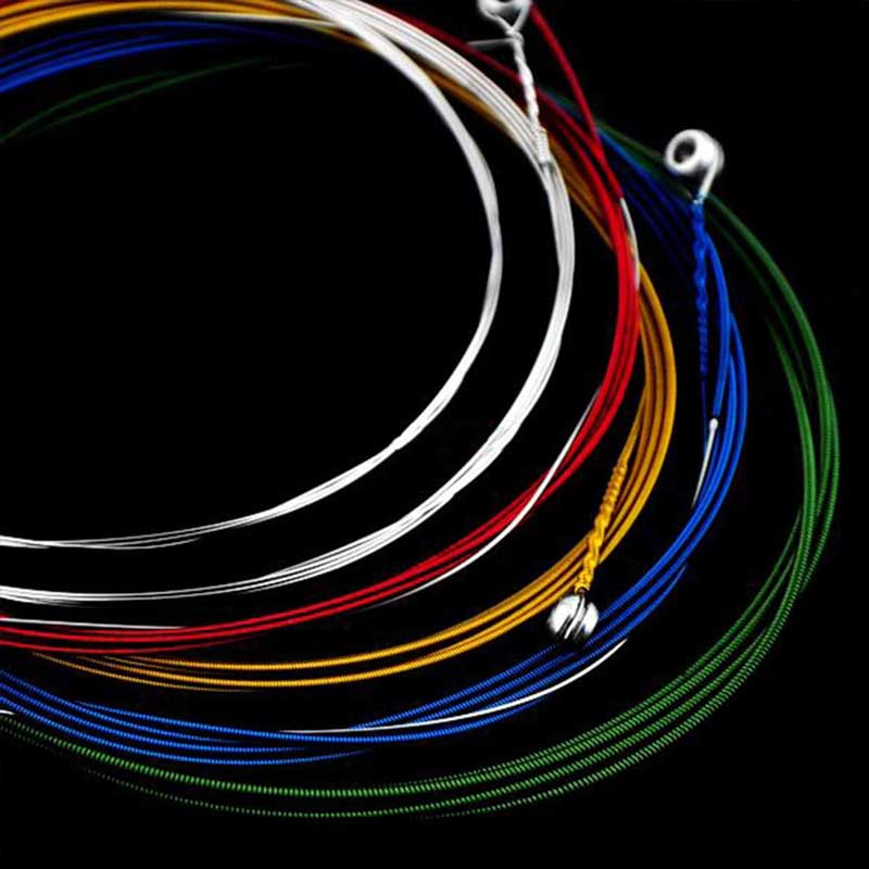 6Pcs/Set Acoustic Guitar Strings Rainbow Colorful Guitar Strings E-A For Acoustic Folk Guitar Classic Guitar Multi Color