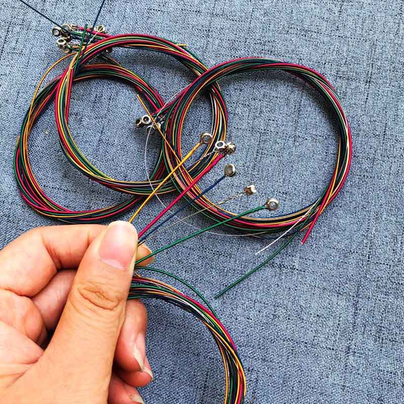 6Pcs/Set Acoustic Guitar Strings Rainbow Colorful Guitar Strings E-A For Acoustic Folk Guitar Classic Guitar Multi Color