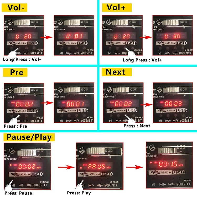 4CH USB audio Mixer, Sound Mixing Console, Bluetooth, USB, Record, Computer Playback, 48V Phantom Power, Delay, Repeat Effect, 4 Channels USB Audio Mixer