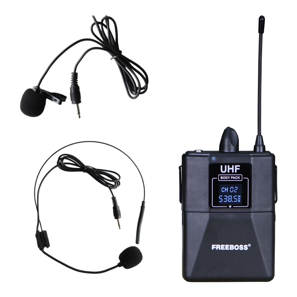 Dual Way UHF Fixed Frequency Wireless Microphone System with 2pcs Bodypack + 2pcs lavalier&amp;headset Speech Mic. Freeboss FB-U35H2