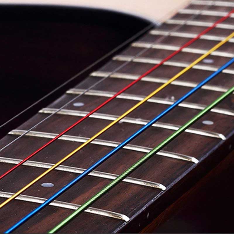 6Pcs/Set Acoustic Guitar Strings Rainbow Colorful Guitar Strings E-A For Acoustic Folk Guitar Classic Guitar Multi Color