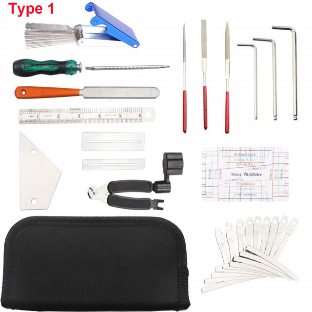 Guitar Repair Maintenance Cleaning Tools Kit 3 in 1 Guitar String Winder Cutter Pin Puller Guitar Fret Rocker Leveling File Kit