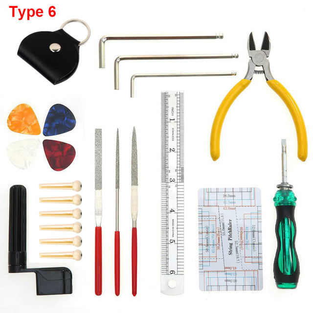 Guitar Repair Maintenance Cleaning Tools Kit 3 in 1 Guitar String Winder Cutter Pin Puller Guitar Fret Rocker Leveling File Kit