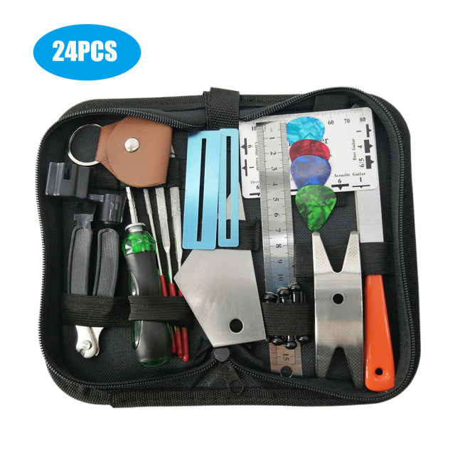 Guitar Repair Maintenance Cleaning Tools Kit 3 in 1 Guitar String Winder Cutter Pin Puller Guitar Fret Rocker Leveling File Kit