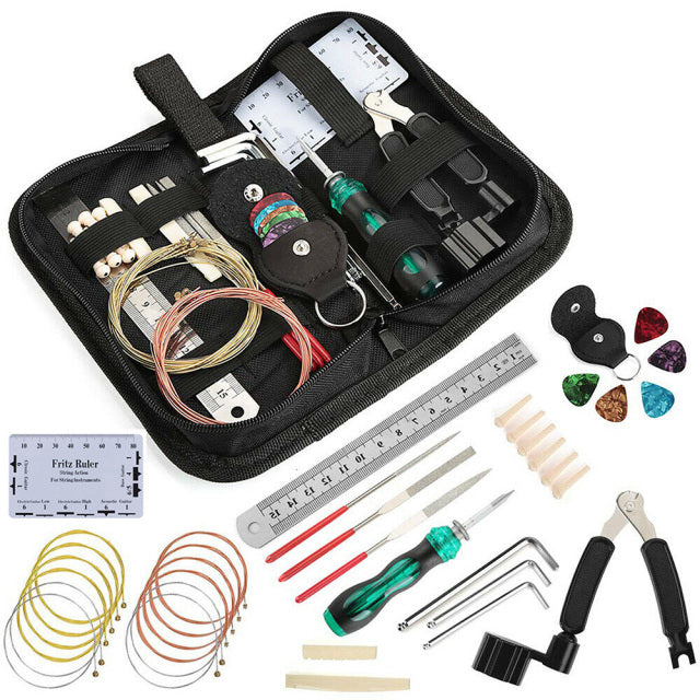 Guitar Repair Maintenance Cleaning Tools Kit 3 in 1 Guitar String Winder Cutter Pin Puller Guitar Fret Rocker Leveling File Kit