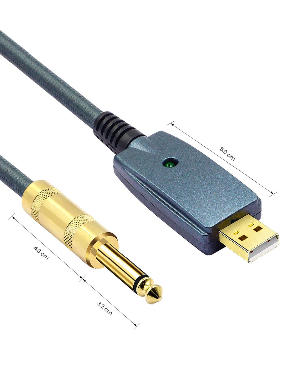 USB to Guitar Cable Interface Male to 6.35mm Jack Electric Guitar Accessories Audio Connector Cord Adapter for Instrument 3M