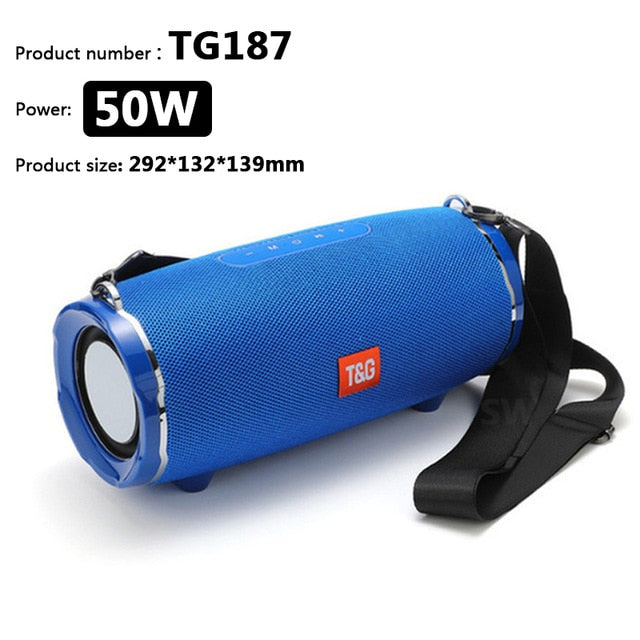 50W High Power Bluetooth Speaker TG187 Waterproof Portable Column For PC Computer Speakers Subwoofer Boom Box Music Center FM TF