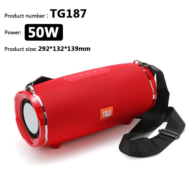 50W High Power Bluetooth Speaker TG187 Waterproof Portable Column For PC Computer Speakers Subwoofer Boom Box Music Center FM TF