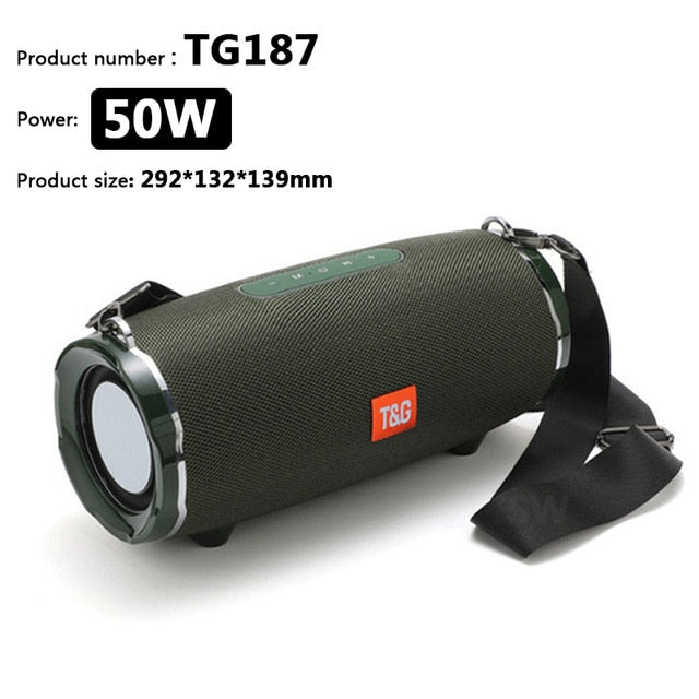 50W High Power Bluetooth Speaker TG187 Waterproof Portable Column For PC Computer Speakers Subwoofer Boom Box Music Center FM TF