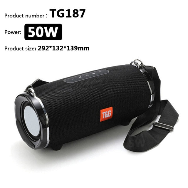 50W High Power Bluetooth Speaker TG187 Waterproof Portable Column For PC Computer Speakers Subwoofer Boom Box Music Center FM TF