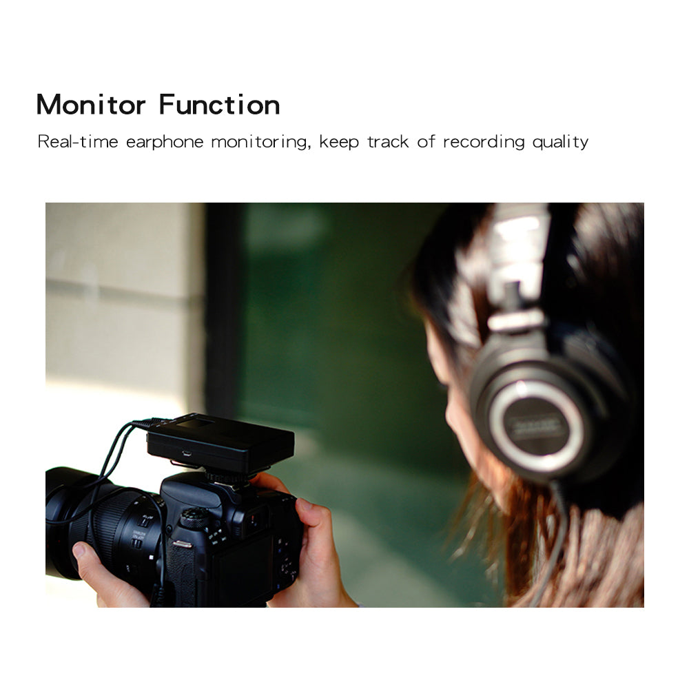 EYK UHF Wireless Lavalier Microphone Real-Time Monitor for Camera DSLR Camcorder Smartphones Stable Reception Video Lapel Mic