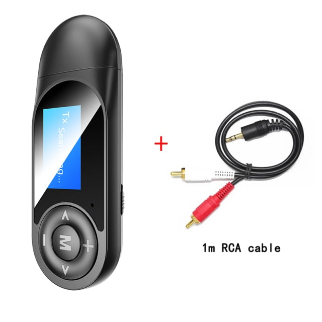 5-IN-1 USB Dongle Bluetooth 5.0 Audio Receiver Transmitter With LCD Display Mini 3.5mm AUX RCA Wireless Adapter With MIC For TV