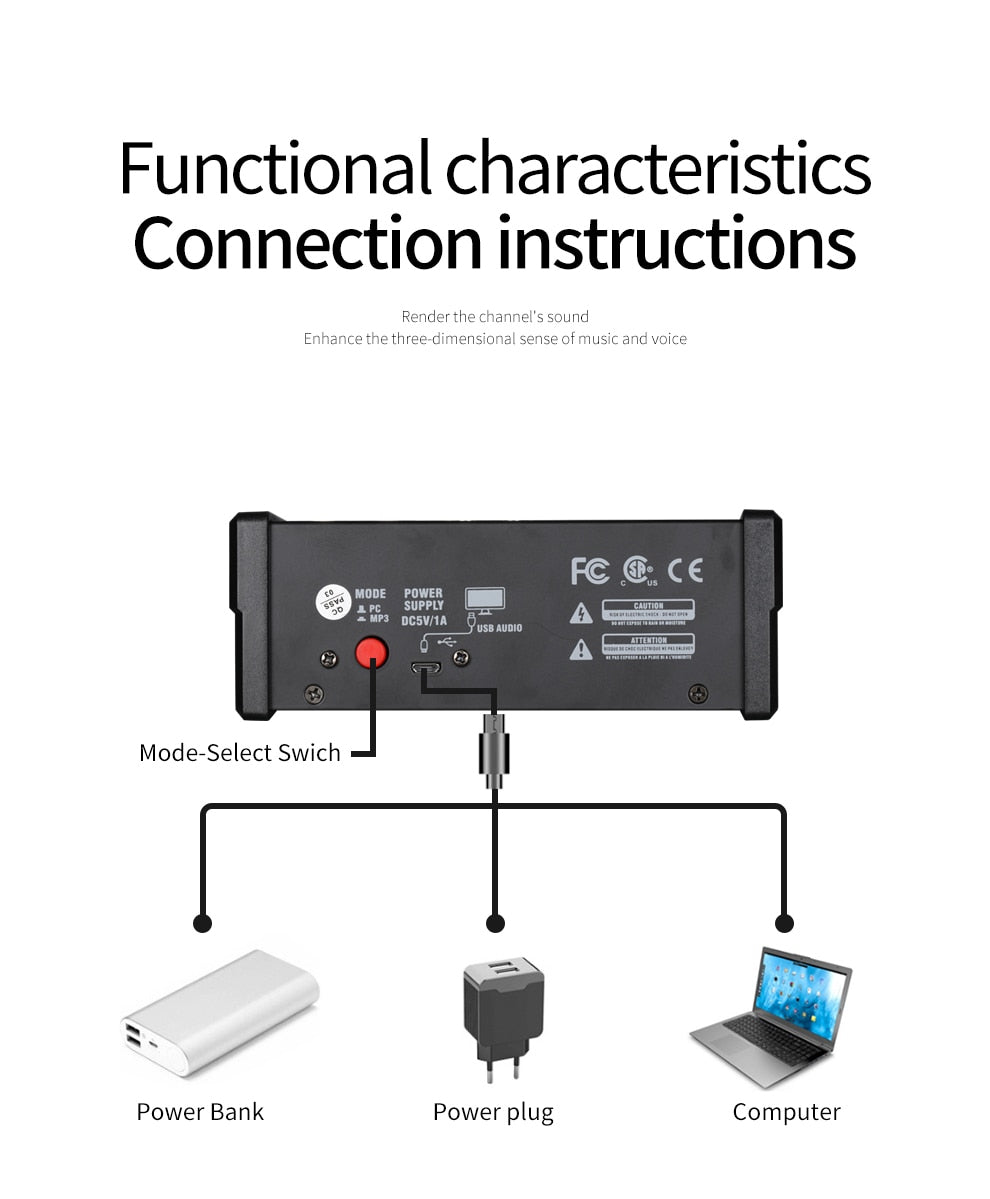 4 channel audio mixer console with wireless microphone sound mixing with Bluetooth USB mini dj mixer