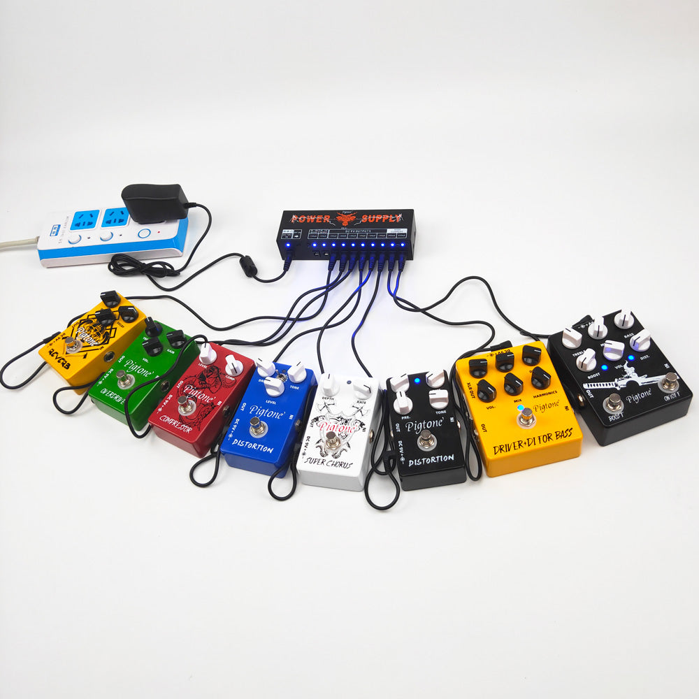 Pigtone PD-01 Guitar Effect Pedals Board Power Supply 10 Way Outputs For 9V/12V/18V Voltage Protection Guitar  Accessories