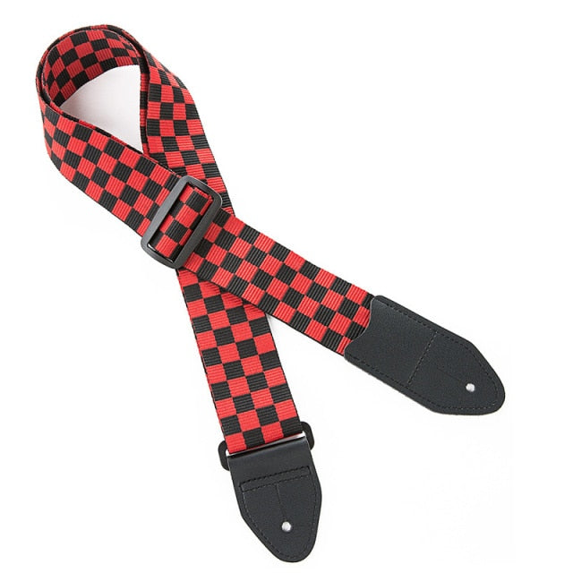 1pc Adjustable Ukulele Strap Black White Plaid Acoustic Guitar Strap Belt Ukulele Bass Guitar Part Accessories