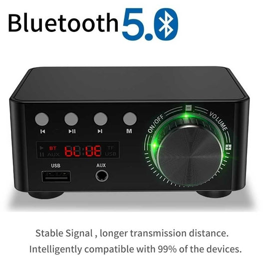Mini Audio HiFi Bluetooth 5.0 Power Class D Amplifier Tpa3116 Digital Amp 50W*2 Home Audio Car Marine USB/AUX IN