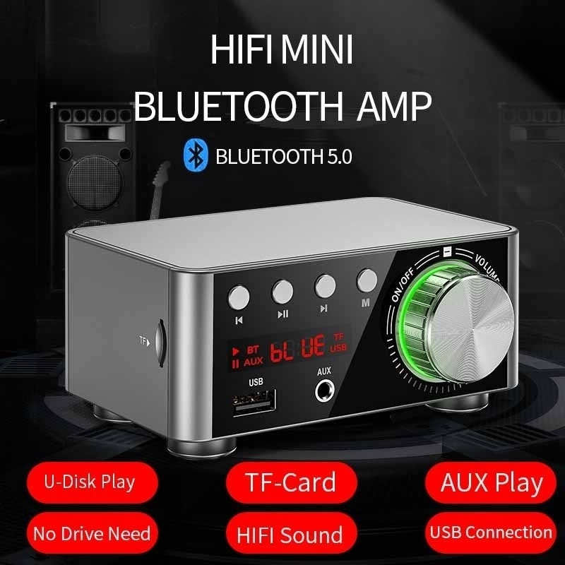 Mini Audio HiFi  Bluetooth 5.0 Power Class D Amplifier Tpa3116 Digital Amp  50W*2 Home Audio Car Marine USB/AUX IN