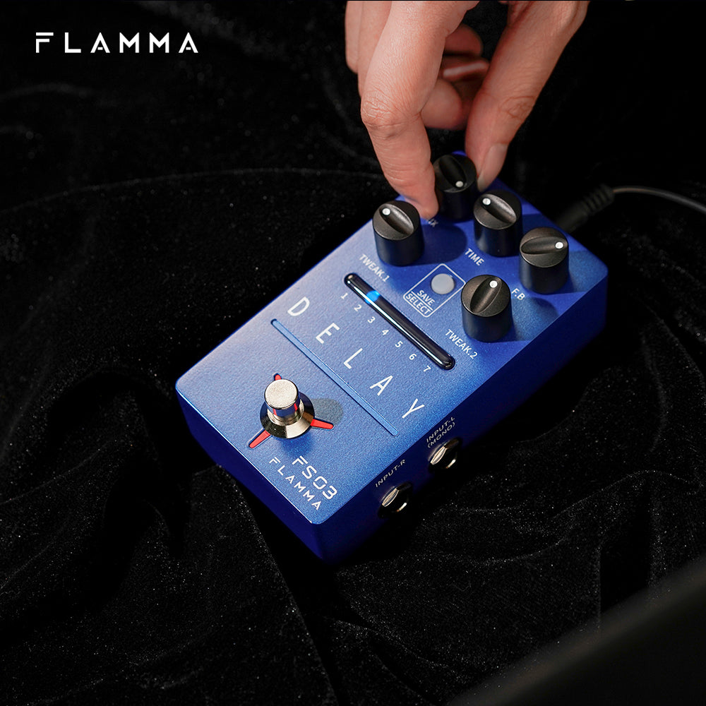 FLAMMA FS03 Guitar Delay Effects Pedal Stereo Delay Pedal 6 Delay Effects with 80s Looper Storable Presets Tap Tempo Trail on