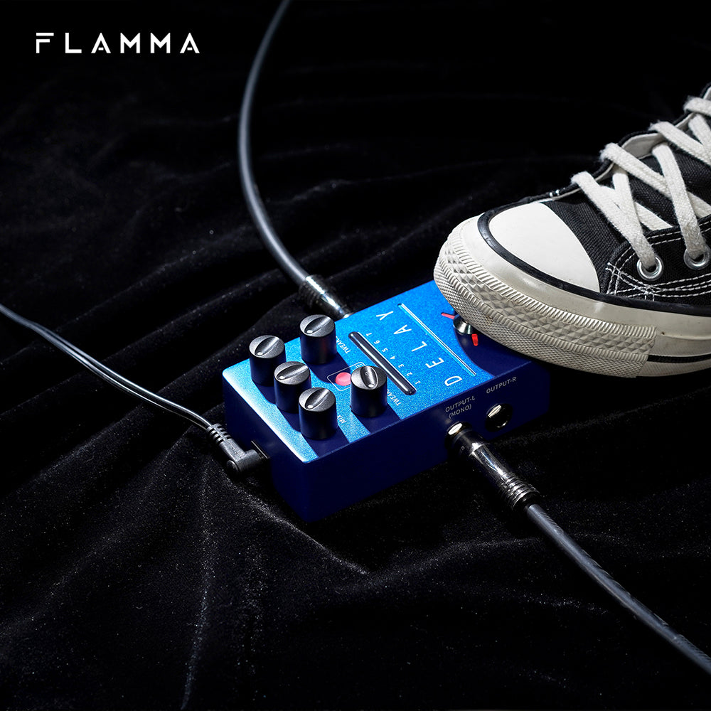 FLAMMA FS03 Guitar Delay Effects Pedal Stereo Delay Pedal 6 Delay Effects with 80s Looper Storable Presets Tap Tempo Trail on