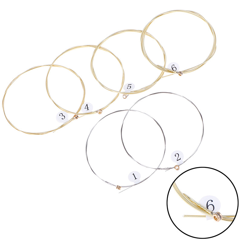 6pcs/set Universal Acoustic Guitar String Brass Hexagonal Steel Core Strings For Musical Instruments Guitars Strings Guitar Part