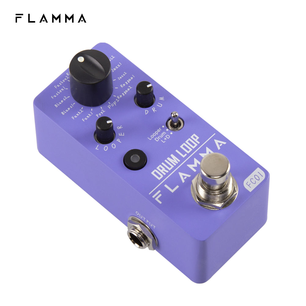 FLAMMA FC01 Drum Looper Pedal Guitar Drum Loop Effects Pedal With 20 Minutes Recording 16 Drum Grooves Tap Tempo