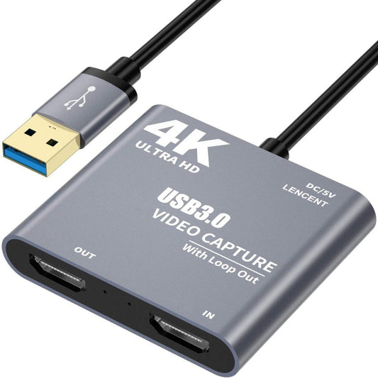4K 1080P USB 3.0 to HDMI-compatible Video Audio Game Capture Card With Loop Out Full 1080p 60 Record Via DSLR Camcorder