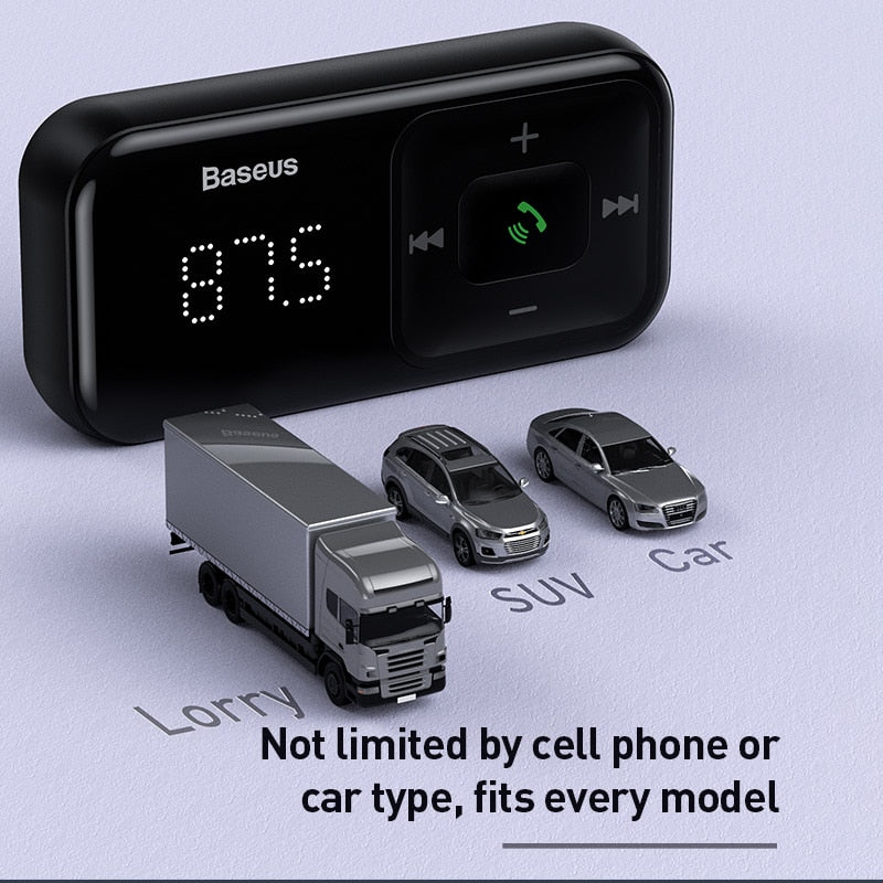 Baseus FM Transmitter Car Bluetooth 5.0 FM Radio Modulator Car Kit 3.1A USB Car Charger Handsfree Wireless Aux Audio MP3 Player