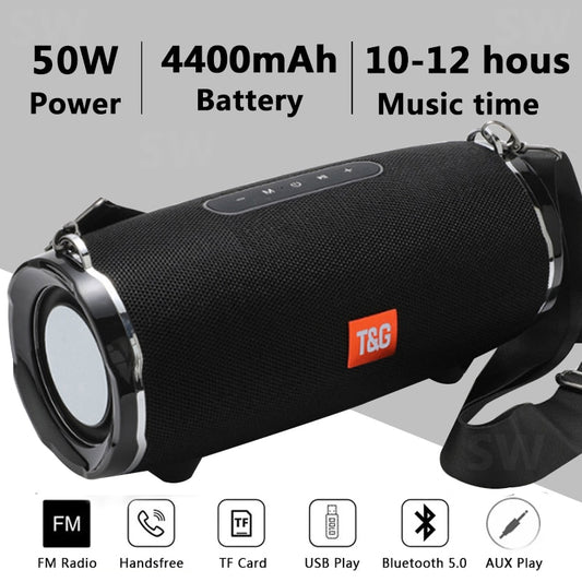 50W High Power Bluetooth Speaker TG187 Waterproof Portable Column For PC Computer Speakers Subwoofer Boom Box Music Center FM TF