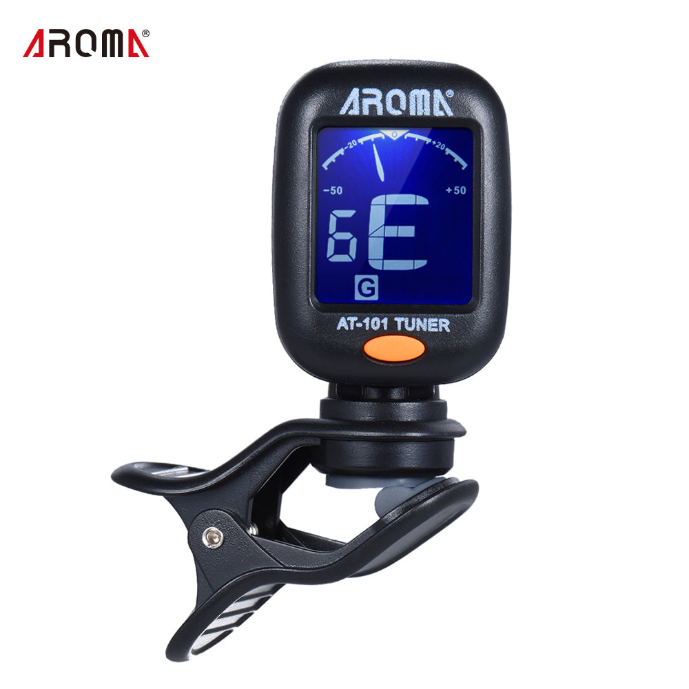 AROMA AT-101 Electric Guitar Tuner Digital Clip Type  Foldable Rotating Clip High Sensitivity Ukulele Guiatr Accessories